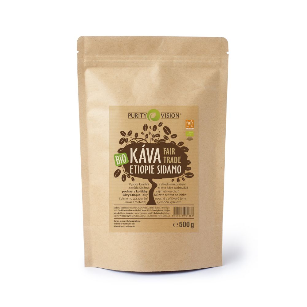 Fair Trade Bio Zrnková káva Etiopie Sidamo 500 g