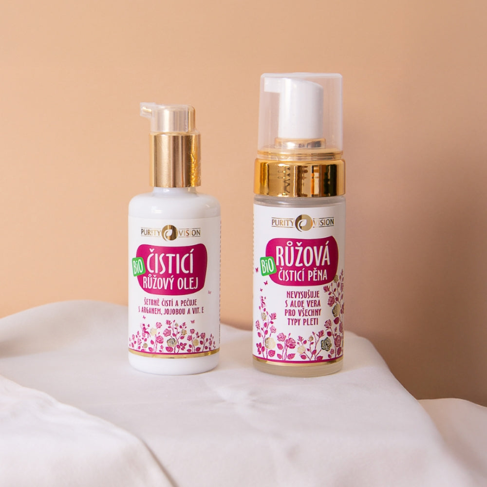 Dvojfázové ružové čistenie pre suchú a zrelú pleť